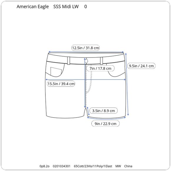 American Eagle Womens Cuffed Shorts 0 Midi Mid Rise Light Wash Embroidered Logo - Picture 7 of 7
